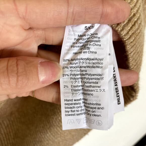 Madewell Dot Graystone Long Sleeve Pullover Sweater in Tan & Black Small - Picture 6 of 8